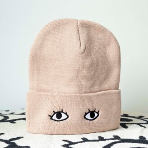 Goldenbeets Embroidered Knit Beanie Cap with Eyes Cozy Warmth with a Touch of Whimsy