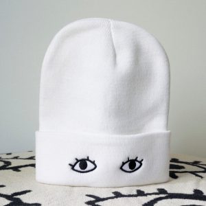Goldenbeets Embroidered Knit Beanie Cap with Eyes Cozy Warmth with a Touch of Whimsy