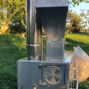 Gravity Feed Pellet Stove Outdoor Camping and Small Space Heating Solution with Oven and Cooktop