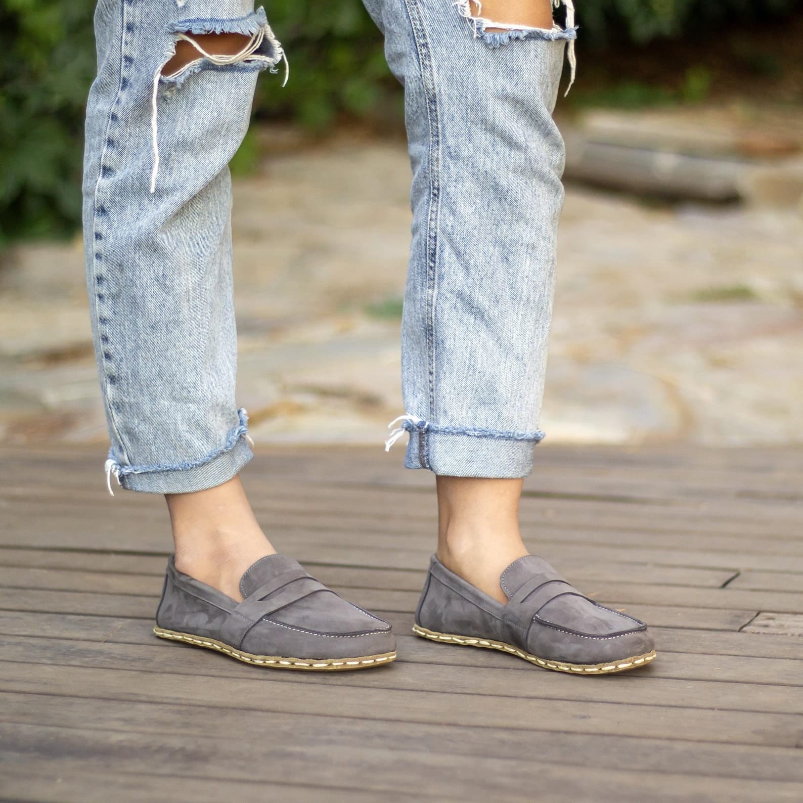 Gray Nubuck Leather Grounding Shoes – Women’s Barefoot Earthing Comfort