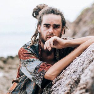 Grey Bohemian Silk Kimono for Men Embrace the Spirit of Wanderlust