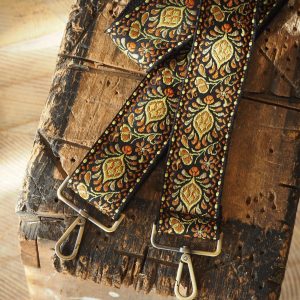 Groovy Floral Woven Crossbody Guitar Strap Orange and Yellow