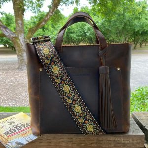 Groovy Floral Woven Crossbody Guitar Strap Orange and Yellow