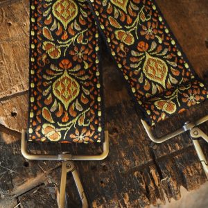 Groovy Floral Woven Crossbody Guitar Strap Orange and Yellow