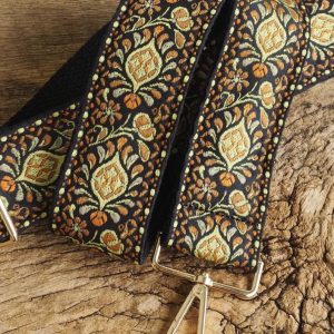 Groovy Floral Woven Crossbody Guitar Strap Orange and Yellow
