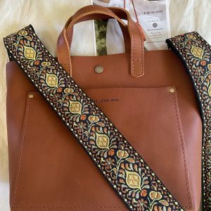 Groovy Floral Woven Crossbody Guitar Strap Orange and Yellow