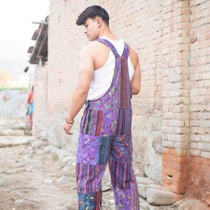 Groovy Hippie Patchwork Overalls One Size Fits All, Adjustable Lengths for Festival Vibes