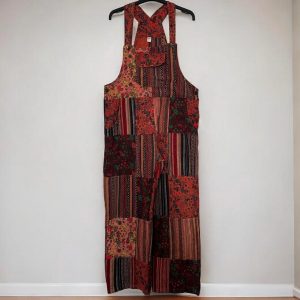 Groovy Hippie Patchwork Overalls One Size Fits All, Adjustable Lengths for Festival Vibes