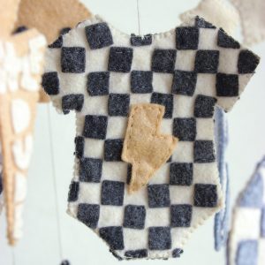 Groovy Little Dude Mobile Retro Checkered Nursery Vibes