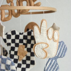 Groovy Little Dude Mobile Retro Checkered Nursery Vibes