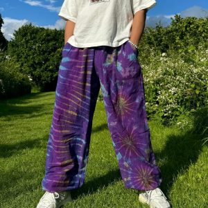 Groovy Tie-Dye Chilled Pants Unisex Hippie Harem Dungarees for Yoga, Festivals, and Boho Vibes