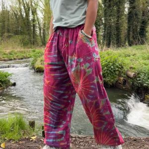 Groovy Tie-Dye Chilled Pants Unisex Hippie Harem Dungarees for Yoga, Festivals, and Boho Vibes