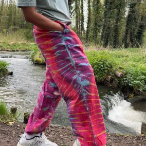 Groovy Tie-Dye Chilled Pants Unisex Hippie Harem Dungarees for Yoga, Festivals, and Boho Vibes