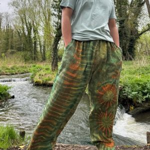 Groovy Tie-Dye Chilled Pants Unisex Hippie Harem Dungarees for Yoga, Festivals, and Boho Vibes