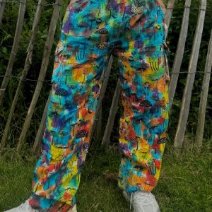 Groovy Tie-Dye Hippie Pants Mushroom Magic for Festival Vibes and Yoga Bliss