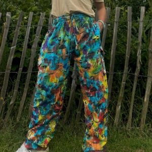 Groovy Tie-Dye Hippie Pants Mushroom Magic for Festival Vibes and Yoga Bliss