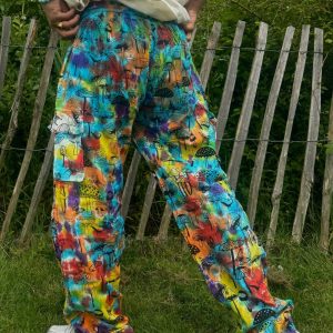 Groovy Tie-Dye Hippie Pants Mushroom Magic for Festival Vibes and Yoga Bliss