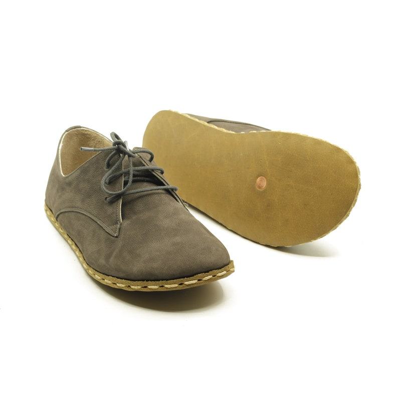 Grounded Leather Earthing Shoes for Men – Gray Nubuck Barefoot Copper Lace-Ups
