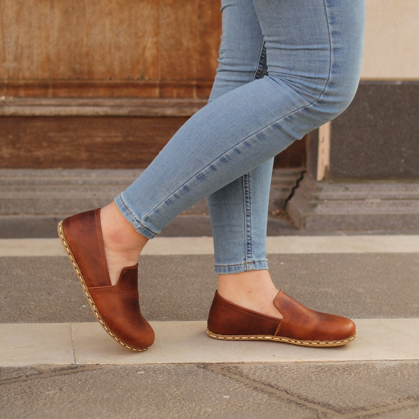 Grounding Barefoot Moccasins for Women Embrace Natural Comfort in Crazy Brown