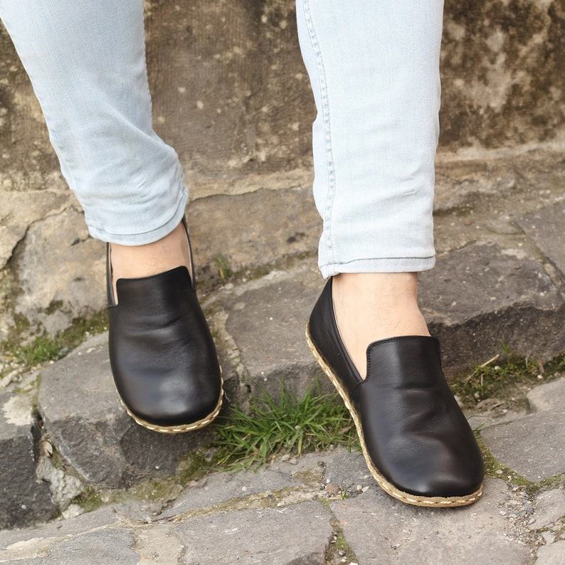 Grounding Minimalist Handmade Flat Shoes Experience the Earth’s Energy in Black Leather