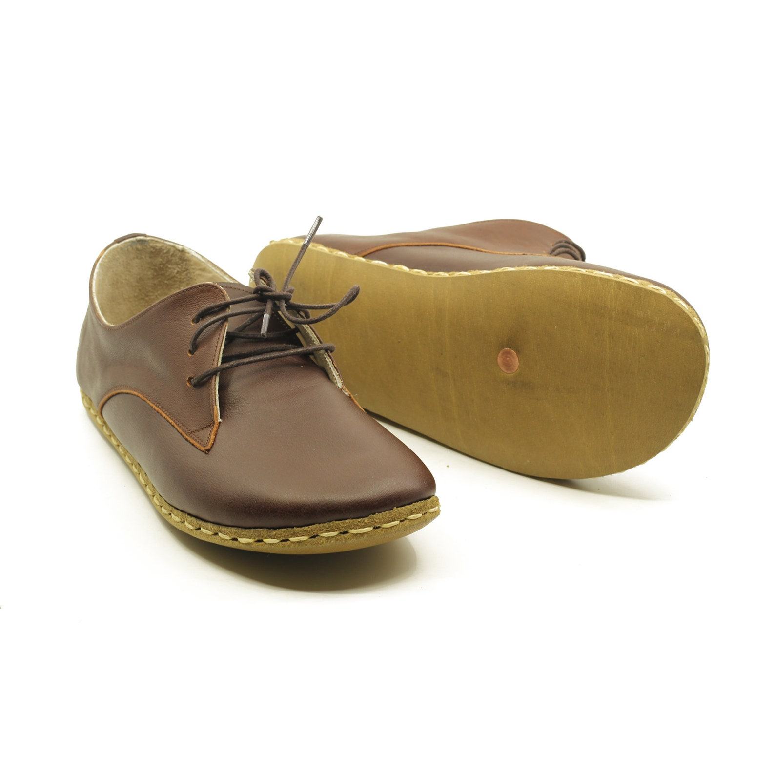 Grounding Shoes for Men Copper Leather Sole, Wide Toe Box, Bitter Brown