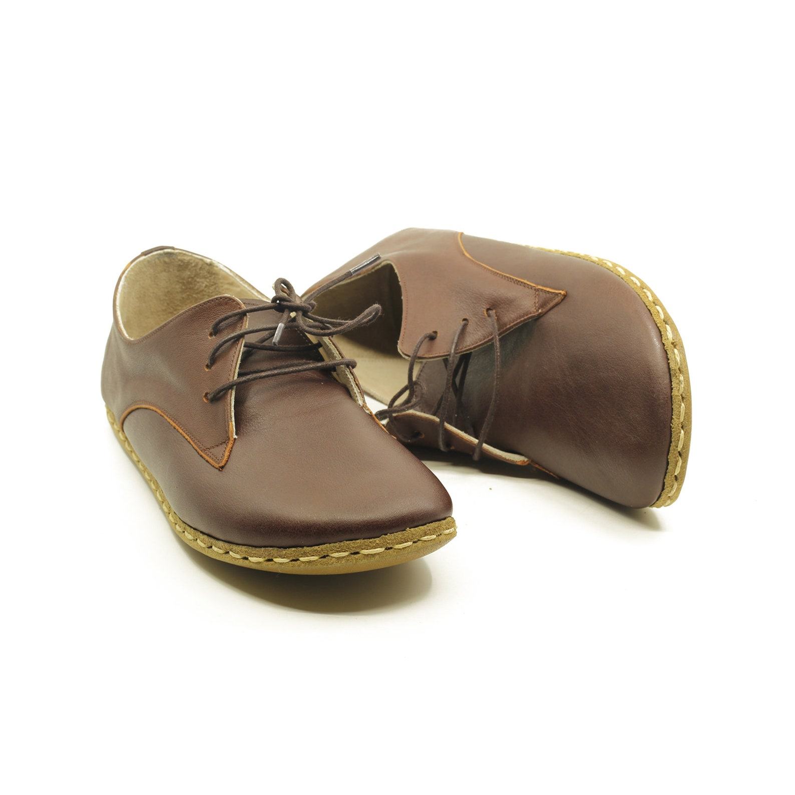 Grounding Shoes for Men Copper Leather Sole, Wide Toe Box, Bitter Brown