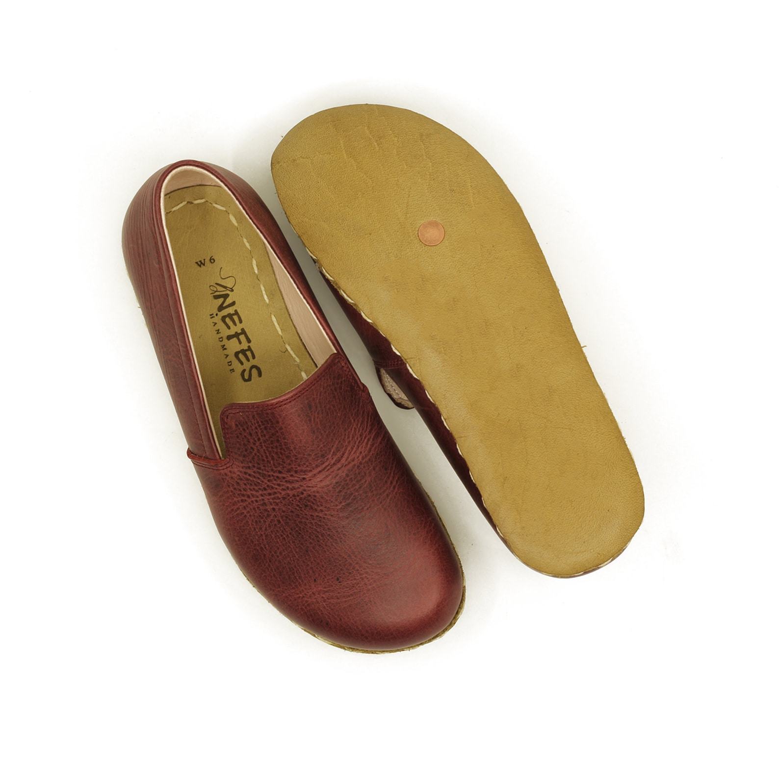 Grounding Shoes for Men Copper Leather Sole, Wide Toe Box, Crazy Burgundy