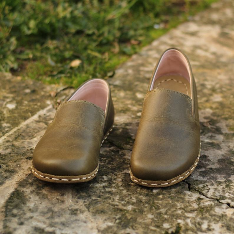 Grounding Shoes for Men Embrace Nature’s Energy with Handmade, Barefoot Green Loafers