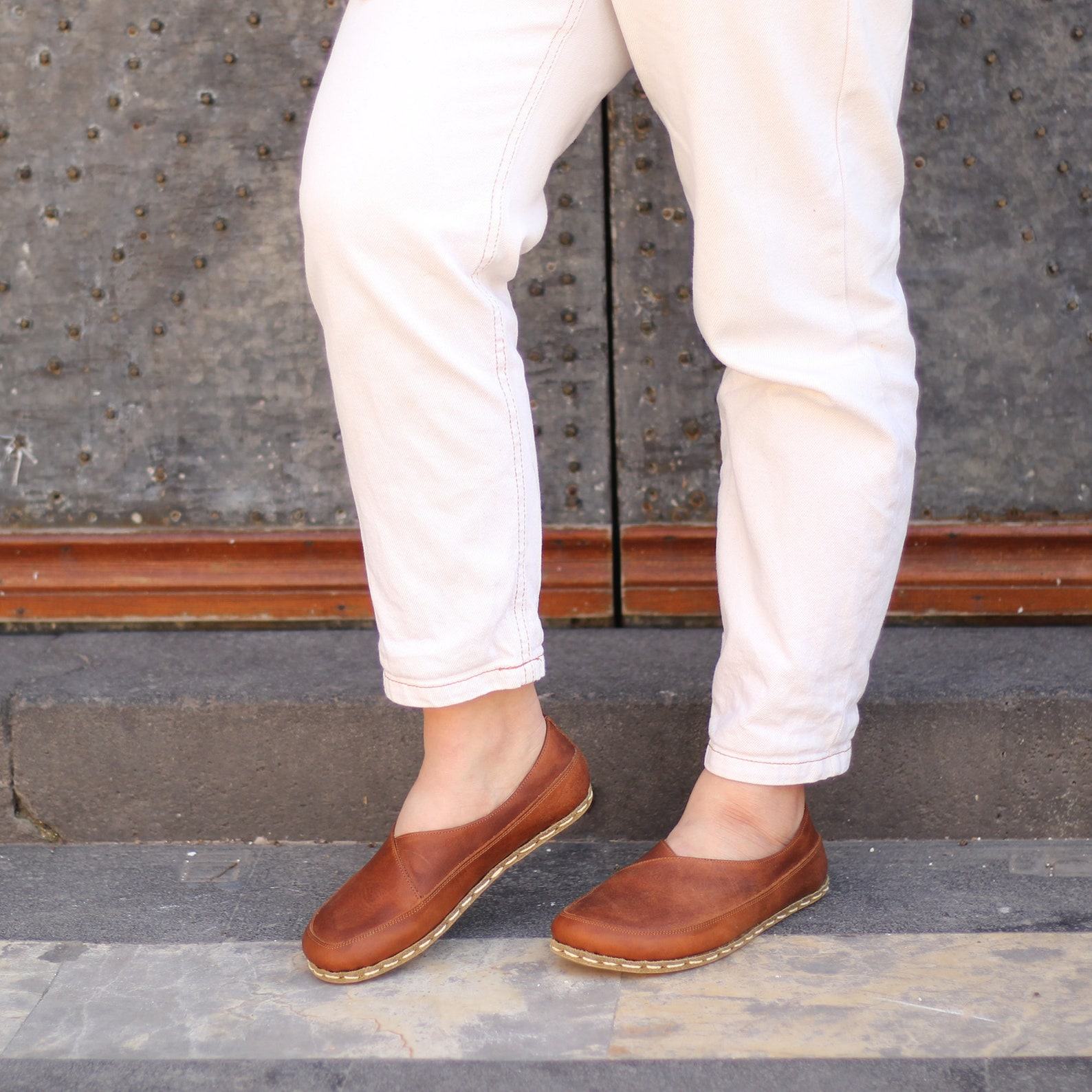 Grounding Shoes Women  Earth Leather Shoes – New Crazy Brown for Wellness & Comfort