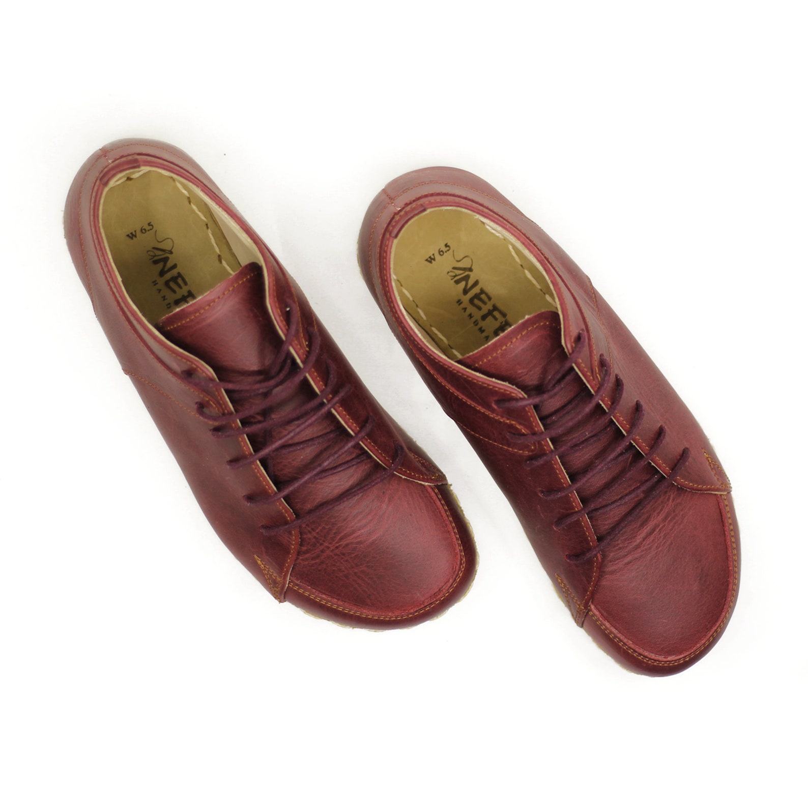 Grounding Sneakers  Burgundy Leather Earthing Shoes for Men – Copper Rivet Barefoot Comfort