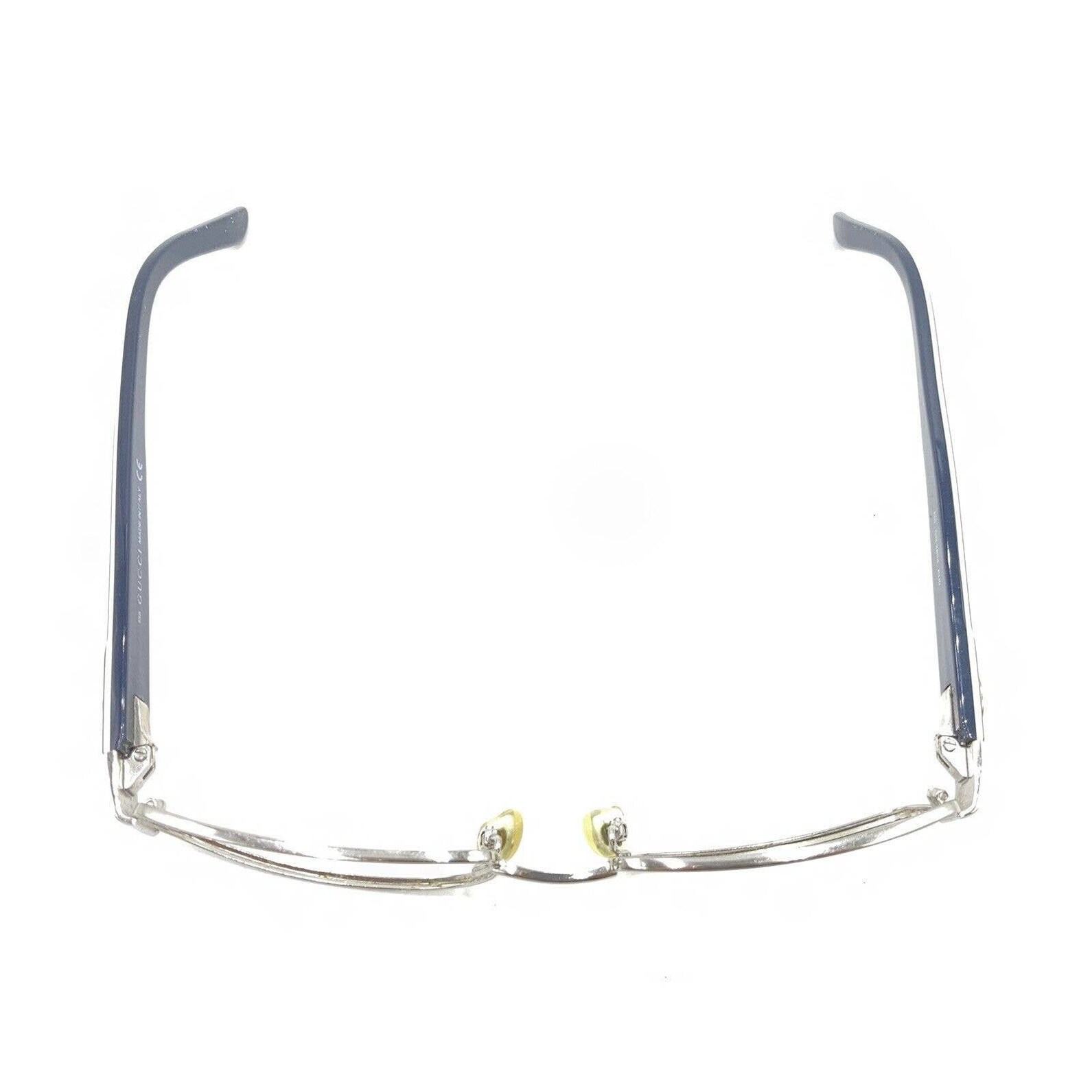 Gucci GG 2854 EU0 Silver Blue Rectangle Eyeglasses Frames 53-17 135 Italy Elevate Your Style with Iconic Italian Craftsmanship