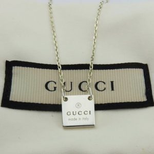 Gucci Sterling Silver Mini Square Tag Pendant Necklace Timeless Elegance for the Modern Style Icon