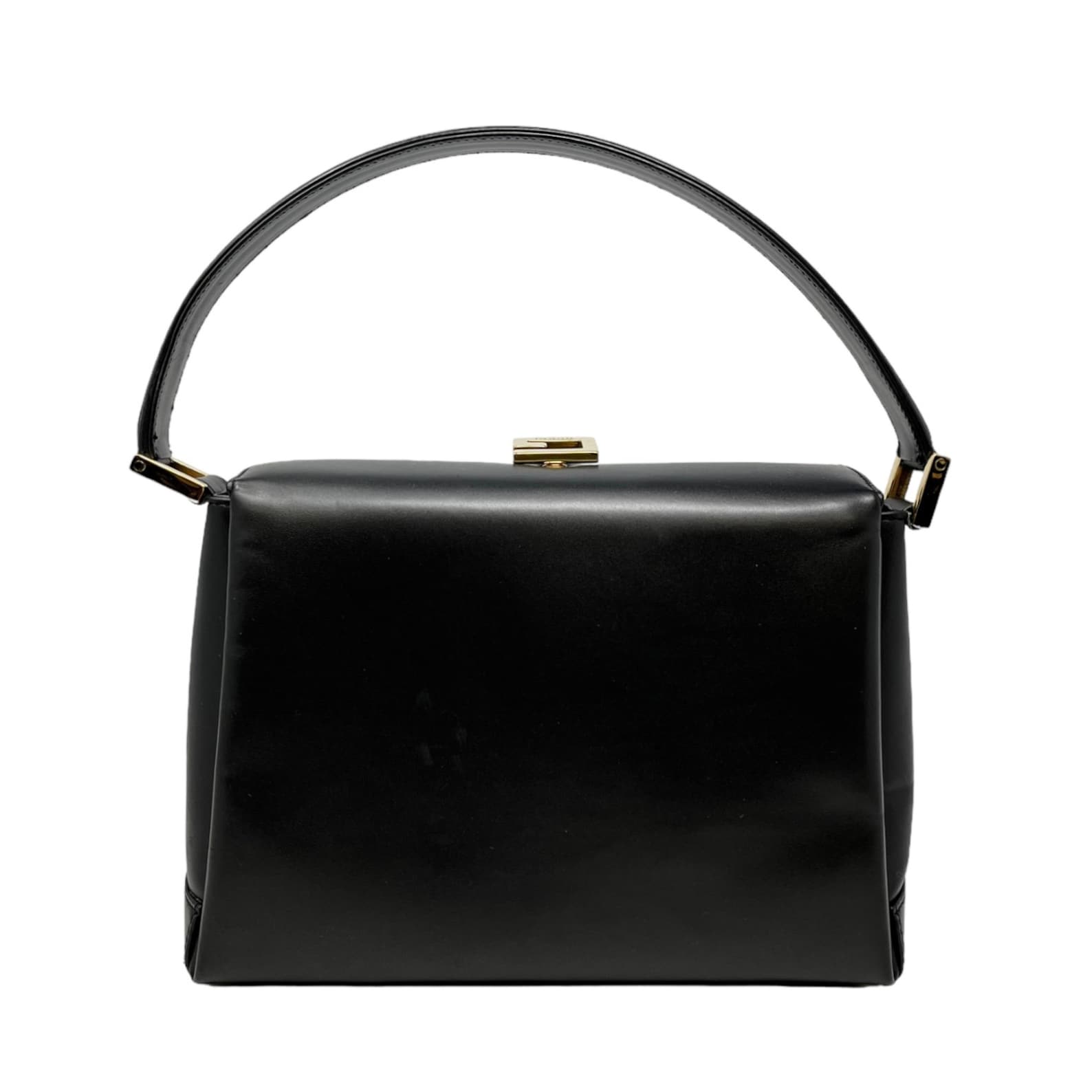 GUCCI Vintage G Square Mini Shoulder Bag Timeless Elegance in Dark Gray Gold Leather