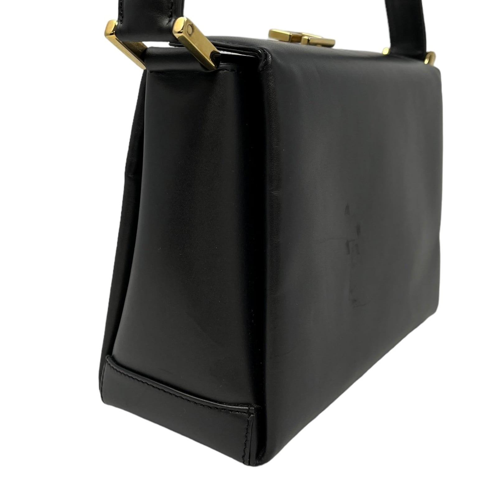 GUCCI Vintage G Square Mini Shoulder Bag Timeless Elegance in Dark Gray Gold Leather