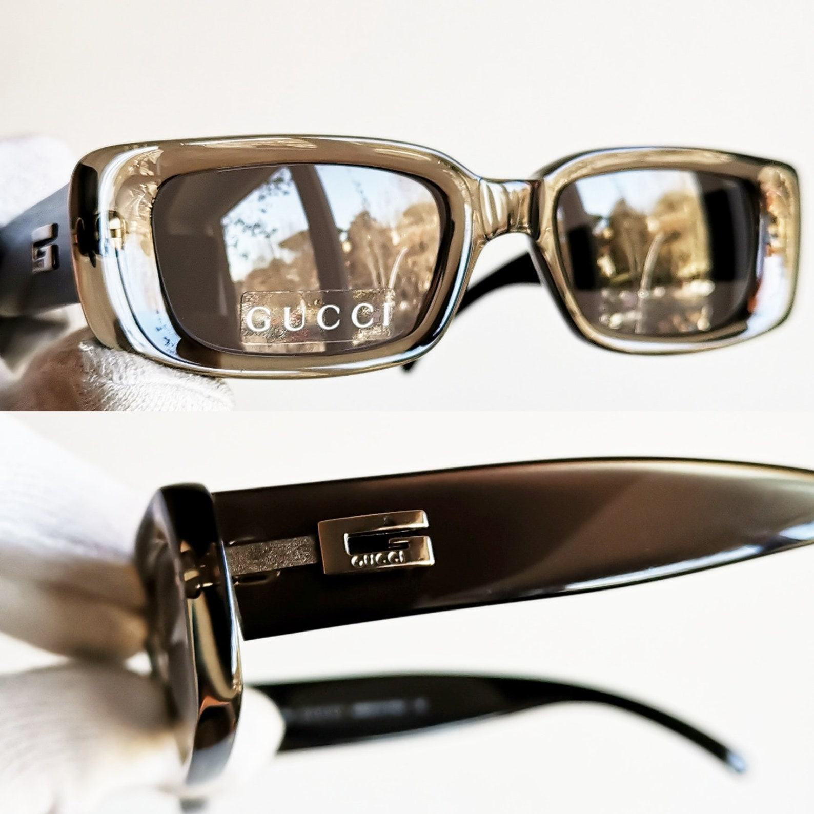 GUCCI Vintage Sunglasses Rare GG2409/N/S Oval Frame, Gosha Gray Clear Moda Rectangular, Migos Rihanna Anuell AA 90s New NOS