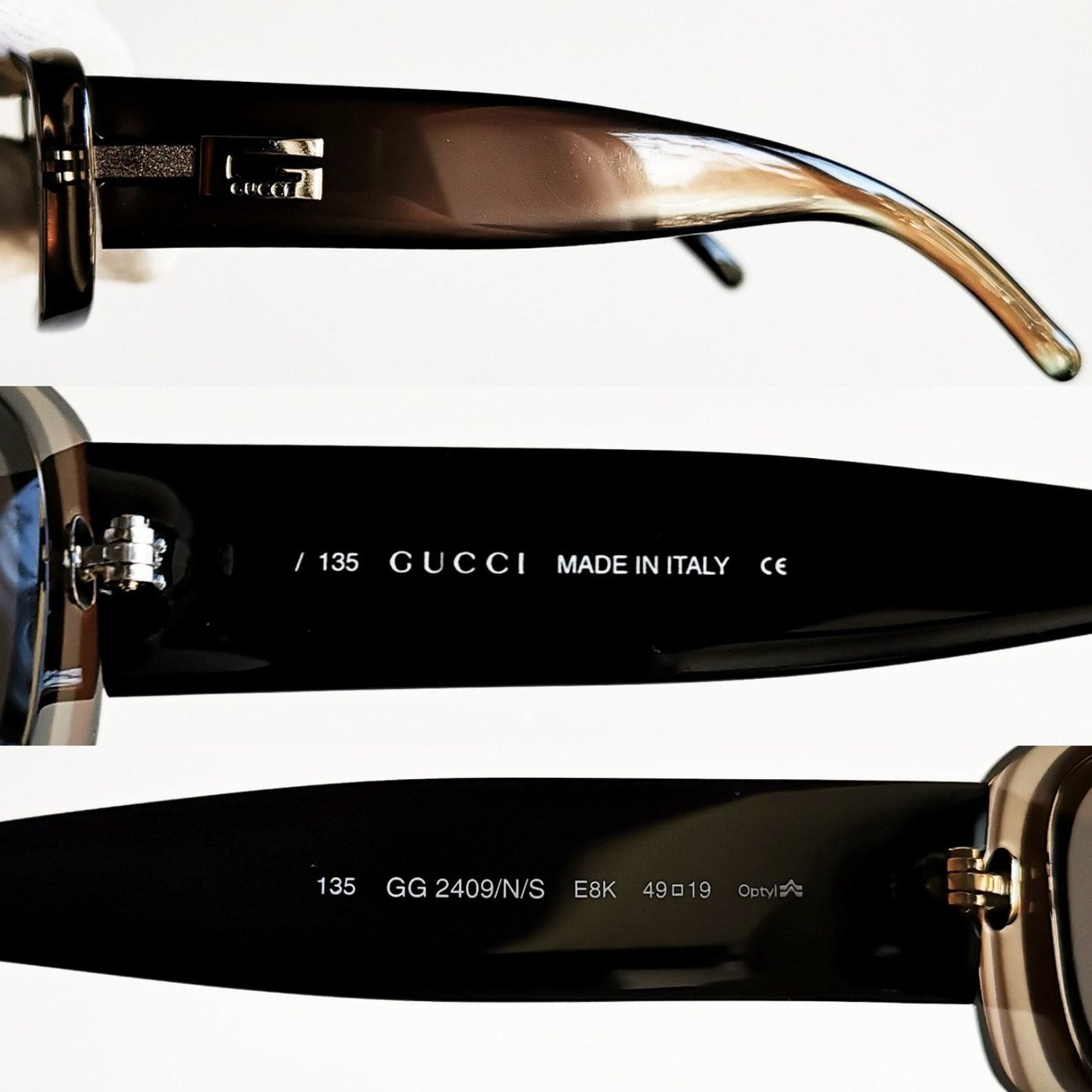 GUCCI Vintage Sunglasses Rare GG2409/N/S Oval Frame, Gosha Gray Clear Moda Rectangular, Migos Rihanna Anuell AA 90s New NOS