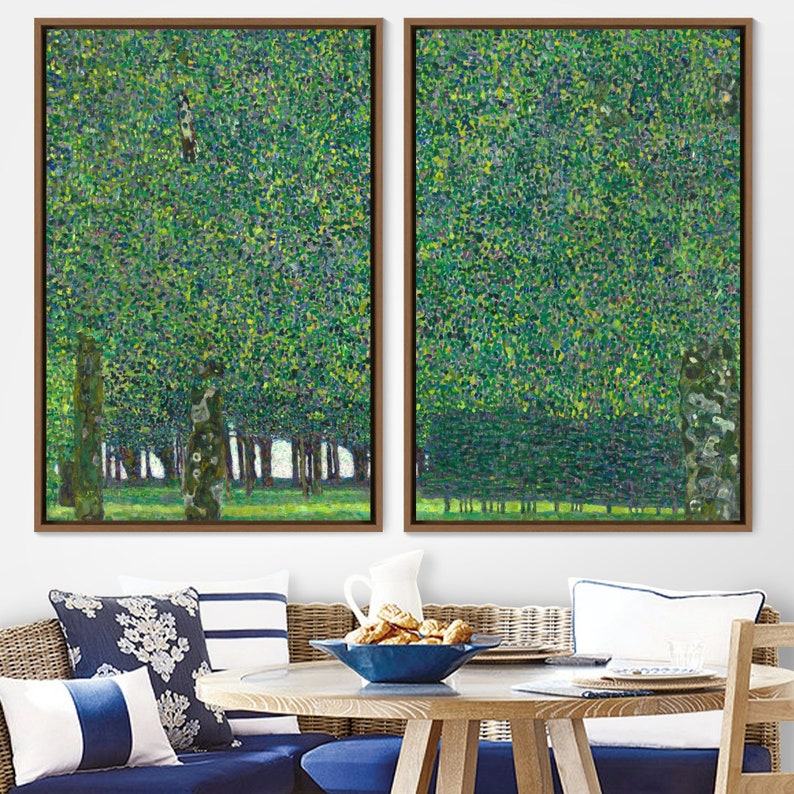 Gustav Klimt’s “The Kiss” and “The Tree of Life” 2-Piece Canvas Wall Art Set Iconic Masterpieces for Your Home