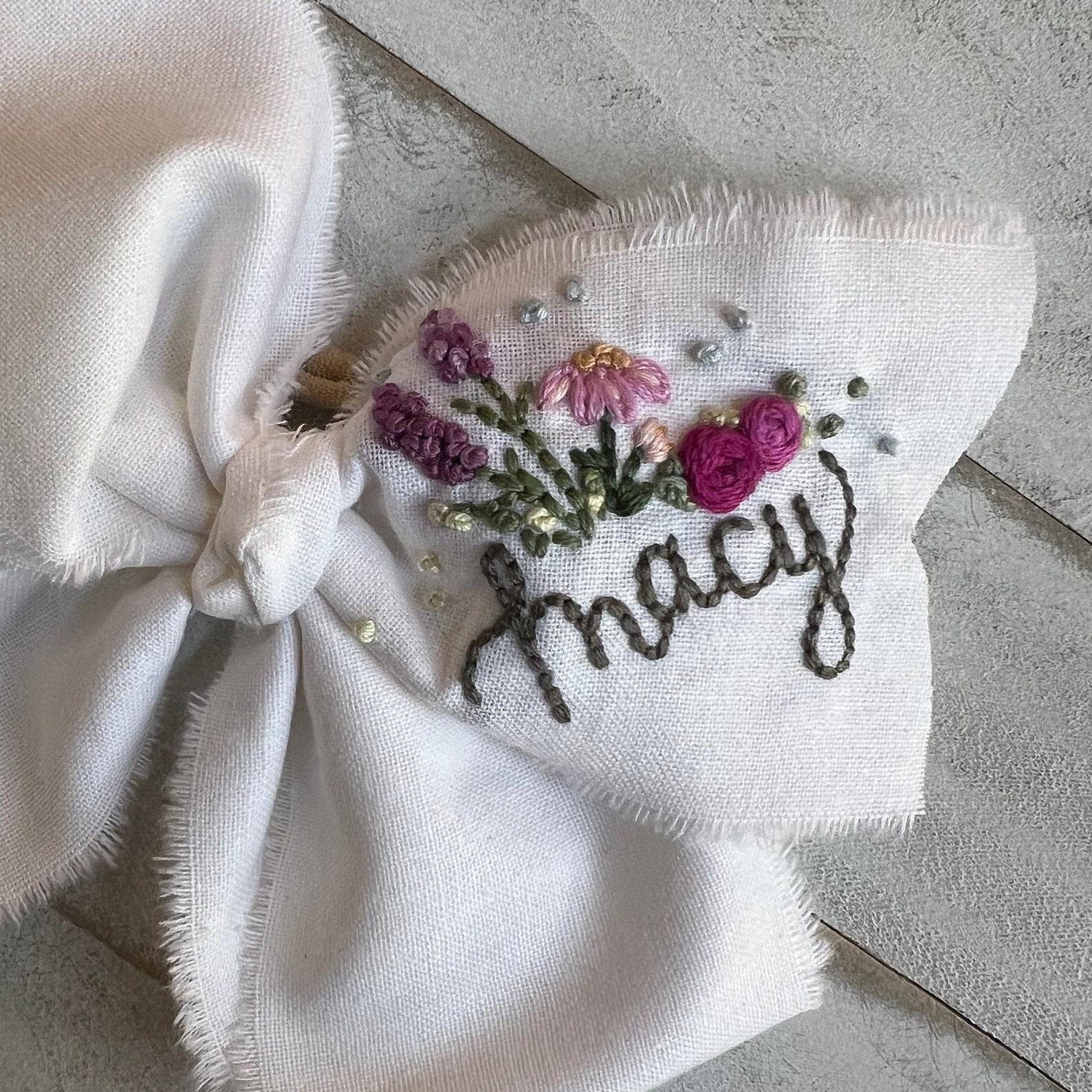 Hand Embroidered Name Bow A Personalized Touch for Special Occasions