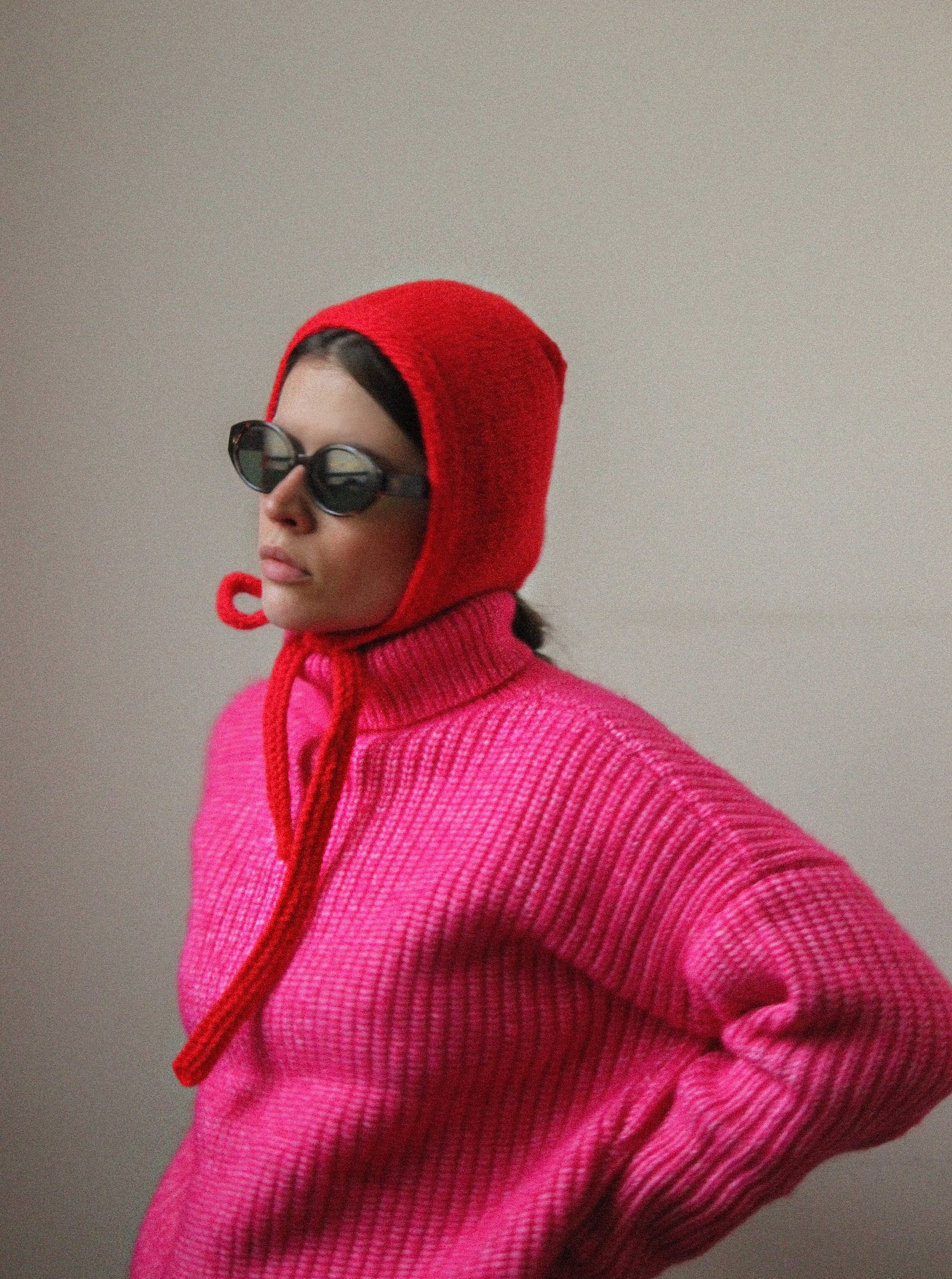 Hand-Knitted Crimson Bow Tie Bonnet A Timeless Accessory for the Discerning Gentleman - Image 4