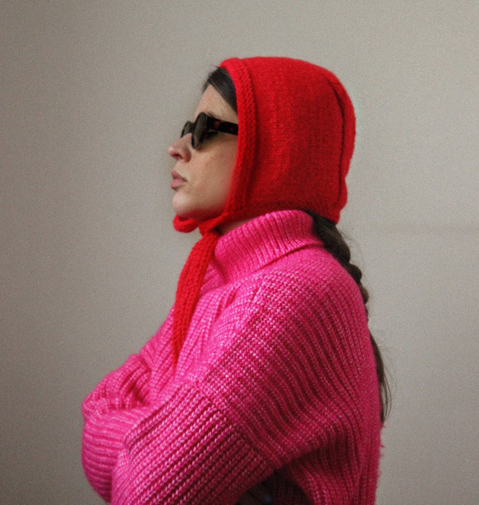 Hand-Knitted Crimson Bow Tie Bonnet A Timeless Accessory for the Discerning Gentleman - Image 5