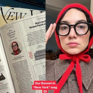 Hand-Knitted Crimson Bow Tie Bonnet A Timeless Accessory for the Discerning Gentleman