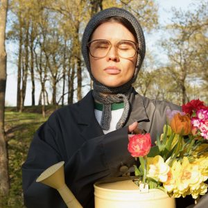 Hand-Knitted Mohair Bonnet Cozy Warmth in a Melange Grey Hue