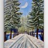 Hand-Painted Winter Wonderland Snowy Acrylic Masterpiece on Canvas, Adorn Your Abode with Enchanting Winter Scenery