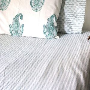 Handcrafted Block Print Sheet Set Artisan-Crafted Indian Prints in King Size Blue Geometric, Perfect for Weddings and Home Decor