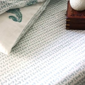 Handcrafted Block Print Sheet Set Artisan-Crafted Indian Prints in King Size Blue Geometric, Perfect for Weddings and Home Decor