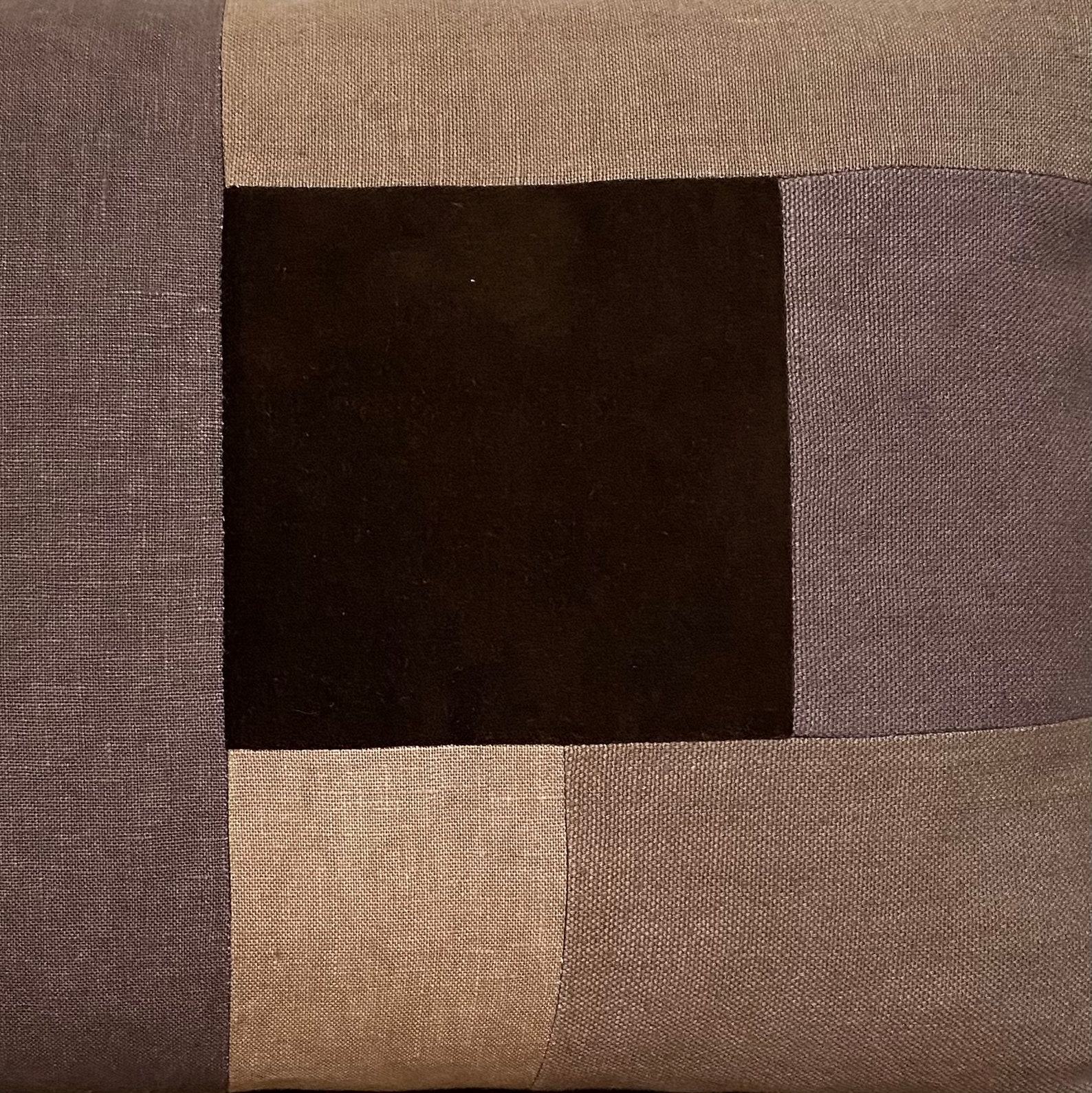 Handcrafted Brown Linen and Velvet Lumbar Pillow Cover A Touch of Rustic Elegance