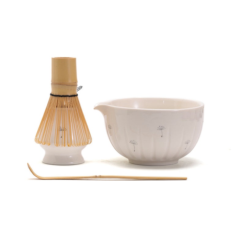 Handcrafted Dandelion Matcha Bowl Set Experience the Art of Japanese Tea Ceremony