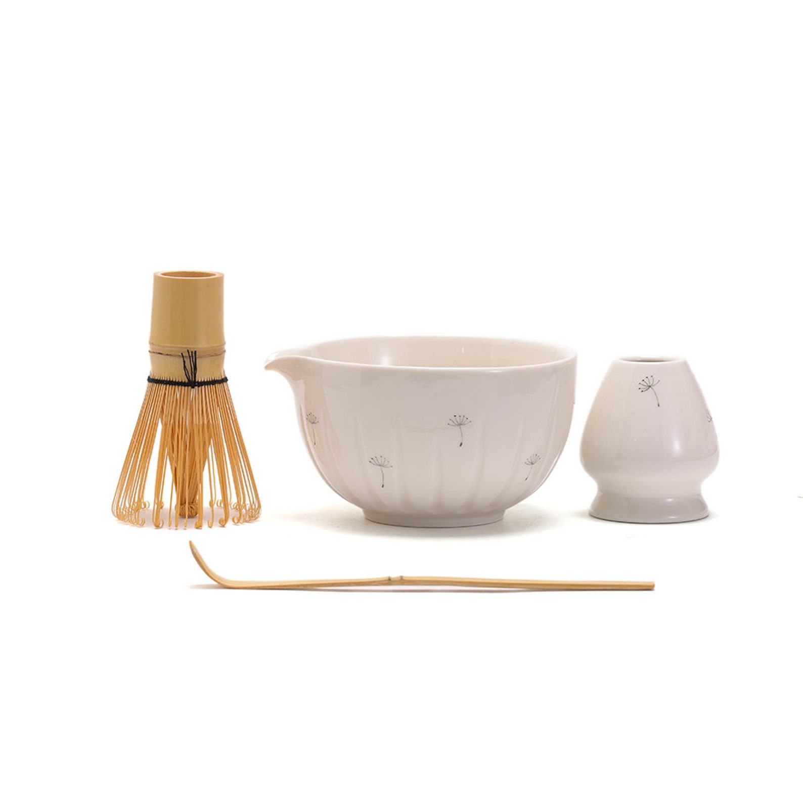 Handcrafted Dandelion Matcha Bowl Set Experience the Art of Japanese Tea Ceremony