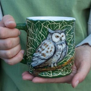 Handcrafted Owl Ceramic Mug Eco-Friendly Tea and Coffee Cup in 9oz, 12oz, 14oz, 16oz