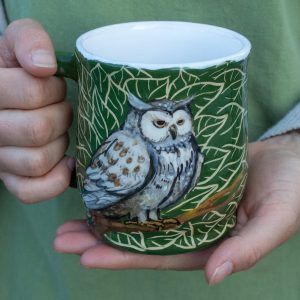 Handcrafted Owl Ceramic Mug Eco-Friendly Tea and Coffee Cup in 9oz, 12oz, 14oz, 16oz